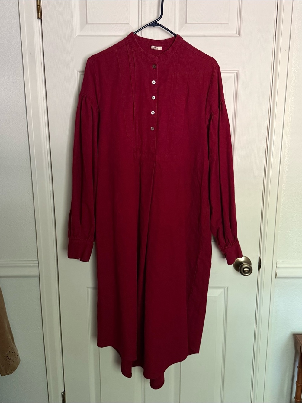 Ovate Nadine Linen Dress in Crimson Red
